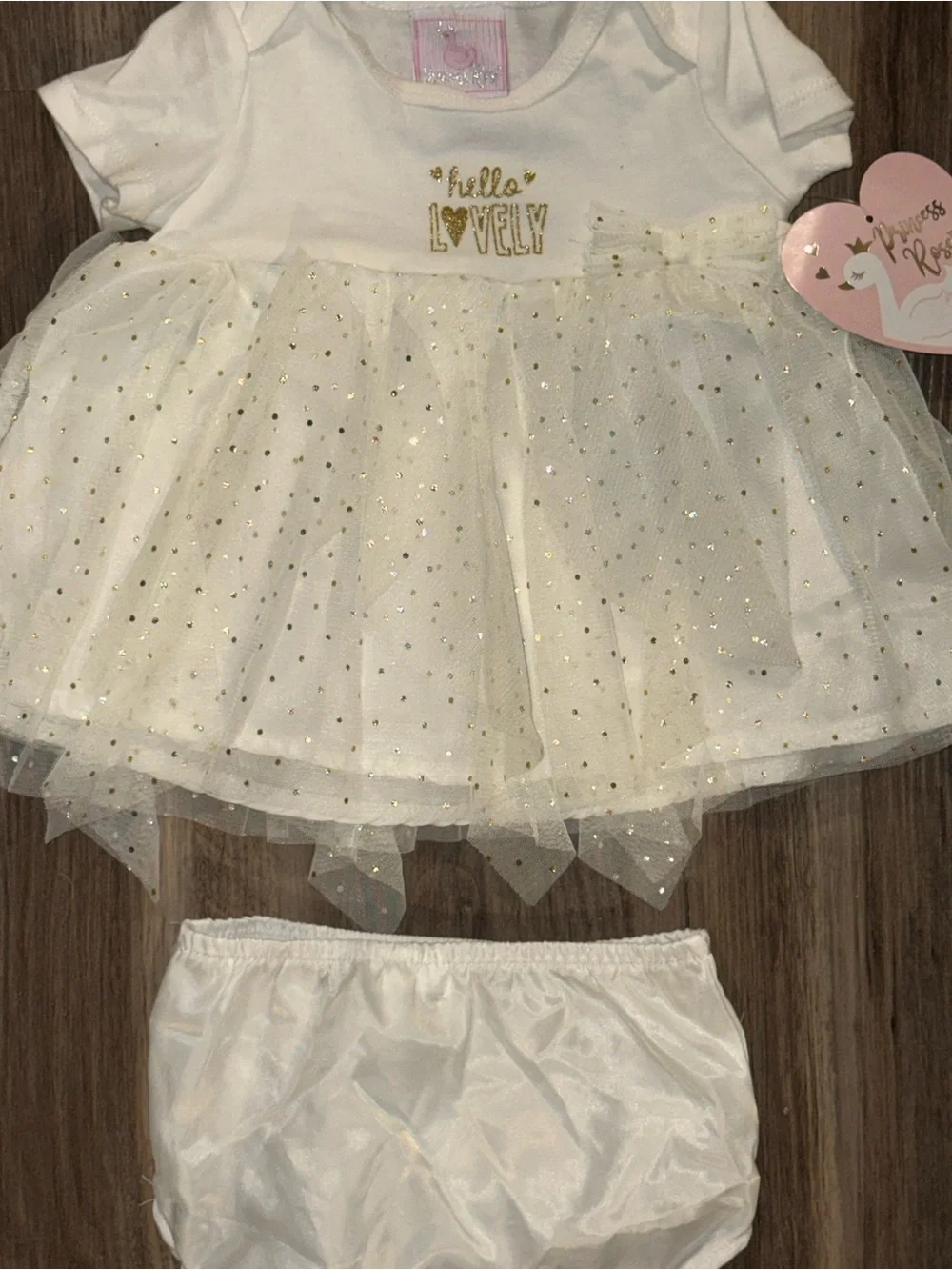 Princess Rose Hello Lovely White Tulle Tutu‎ Bubble Dress NWT 6-9 Months